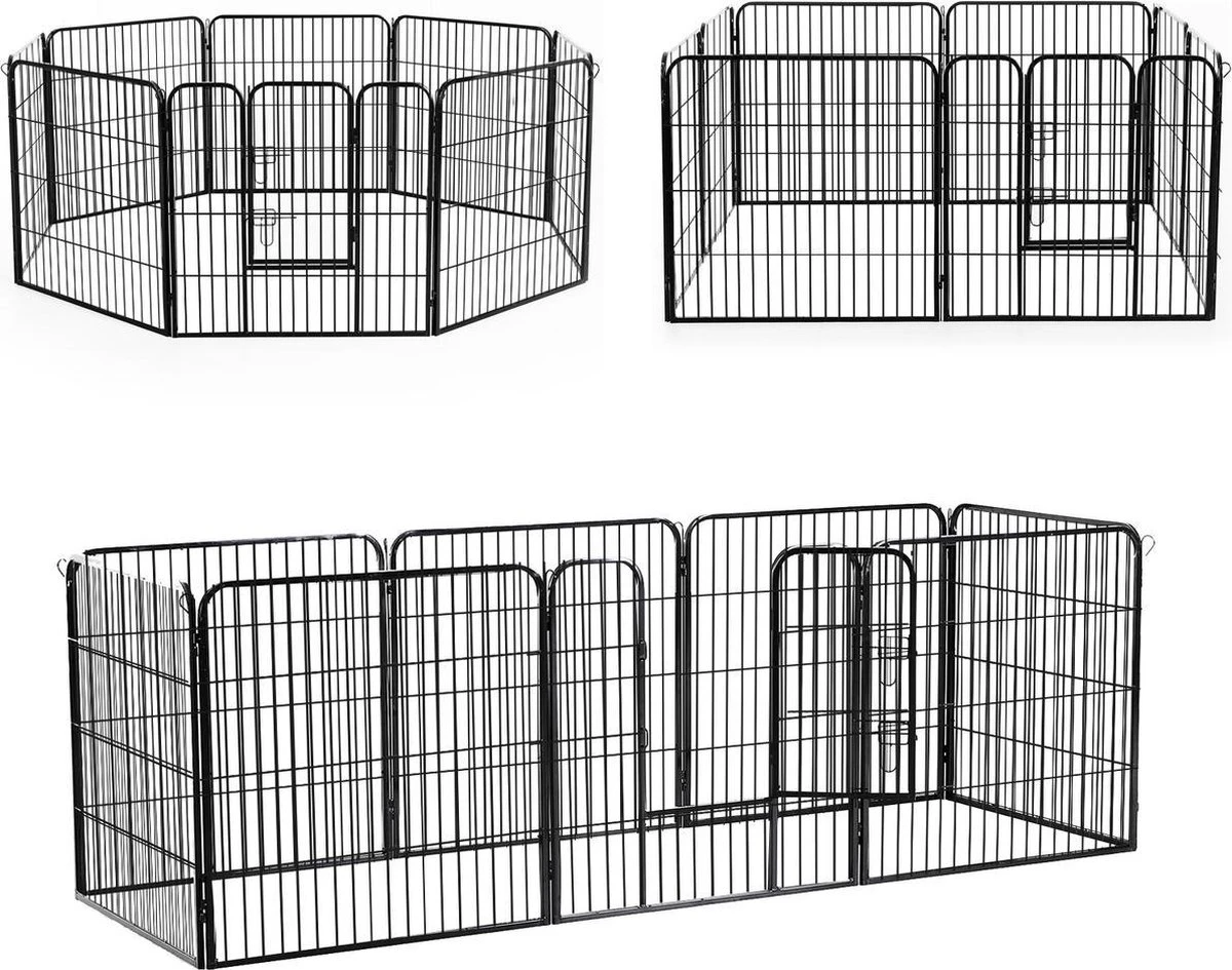 Merkloos Hondenren - Puppyren - Hondenkennel - 8 Kennelpanelen - Staal - 80 Cm Hoog - 640 Cm Omtrek - Uitbreidbaar 7 Merkloos Hondenren - Puppyren - Hondenkennel - 8 Kennelpanelen - Staal - 80 Cm Hoog - 640 Cm Omtrek - Uitbreidbaar - Afbeelding 5