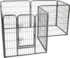 Merkloos Premium Puppyren - 80 Cm Hoog - 640 Cm Omtrek - Hondenren - Hondenhok - Grijs Hamerslag -Hondenspeelgoed Winkel 1200x994