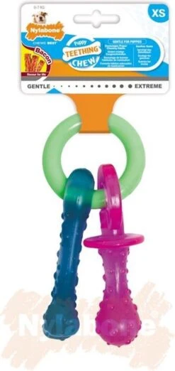 Nylabone Puppy Teething Pacifier Flexible - Hondenspeelgoed - Bacon 215x100x38 Mm 108 G Roze Blauw Groen Tot 11kg Small -Hondenspeelgoed Winkel 568x1200 3
