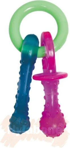 Nylabone Puppy Teething Pacifier Flexible - Hondenspeelgoed - Bacon 215x100x38 Mm 108 G Roze Blauw Groen Tot 11kg Small -Hondenspeelgoed Winkel 573x1200 1