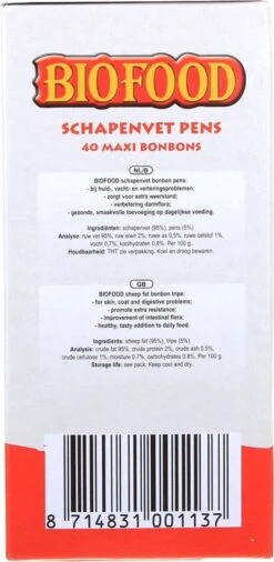 Biofood BF Petfood Schapenvet Bonbons Pens 40 Stuks 9 Biofood BF Petfood Schapenvet Bonbons Pens 40 Stuks -Hondenspeelgoed Winkel 586x1200