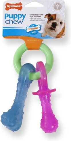 Nylabone Puppy Teething Pacifier Flexible - Hondenspeelgoed - Bacon 215x100x38 Mm 108 G Roze Blauw Groen Tot 11kg Small -Hondenspeelgoed Winkel 605x1200 1