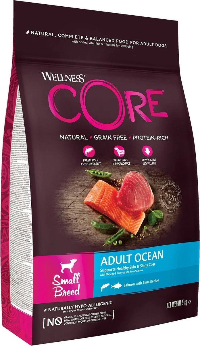 Wellness Core Grain Free Dog Small Breed Adult Ocean - Hondenvoer - Zalm Tonijn 5 Kg 5 Wellness Core Grain Free Dog Small Breed Adult Ocean - Hondenvoer - Zalm Tonijn 5 Kg - Afbeelding 3