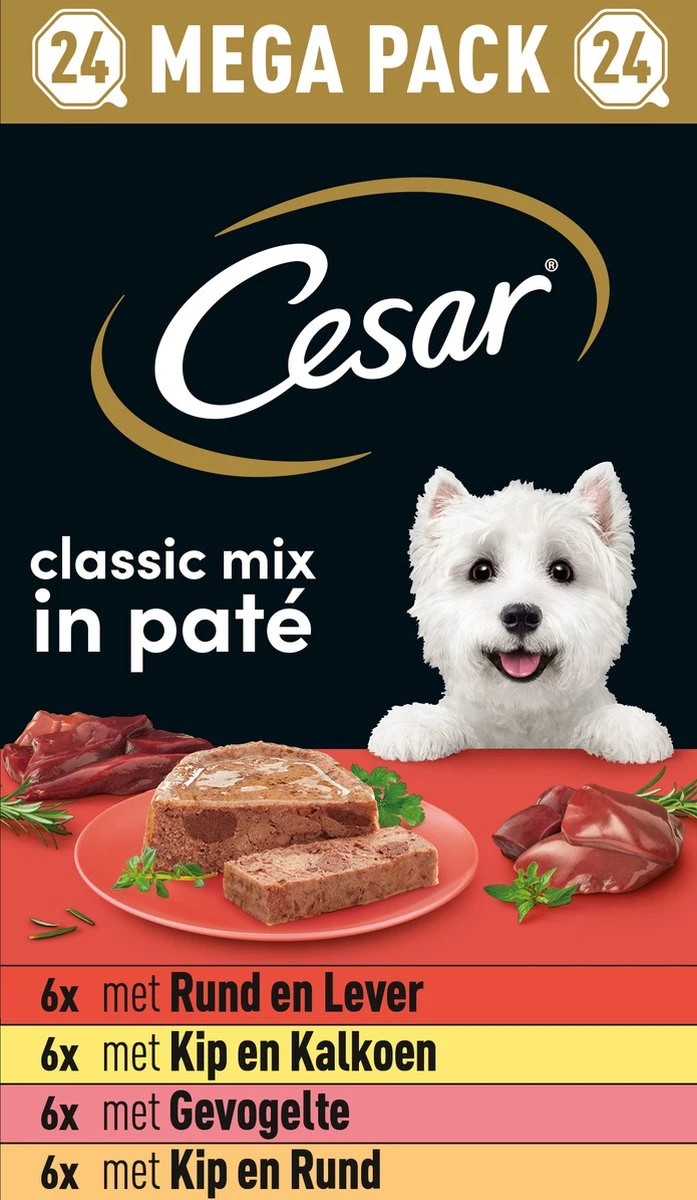Cesar Classic Mix Paté Hondenvoer Maaltijdkuipjes 24 X 150 G 3 Cesar Classic Mix Paté Hondenvoer Maaltijdkuipjes 24 X 150 G
