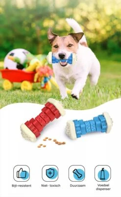 3-in-1 Hondenkauwbot - Gebitsverzorging - IQ Training - Voedsel Afgifte Functie - Geometrisch Ontwerp - Duurzaam & Milieuvriendelijk - Kauwbot - Honden - Hondenbot - Rood -Hondenspeelgoed Winkel 741x1200