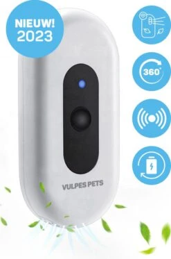 Vulpes Pets® Kattenbak Geurverdrijver PRO - Ozon En Negatieve Ionen Functie - Infraroodsensor - Oplaadbaar - Geurverwijderaar - Air Eliminator - Wit