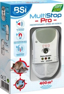 BSI - Multistop Pro - Ongedierteverjager Met 3-voudige Werking: Ultrasoon + Elektromagnetisch + Ioniserend - Ongediertebestrijding - Onhoorbaar Voor Mens - Bereik Tot 300 M² -Hondenspeelgoed Winkel 823x1200 1