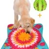 Snuffelmat 70x70cm Inclusief Rubberen Massage Bal & E-book - Speelmat Hond - Denkspel Hond - Puppy Speelgoed - Anti Schrok Mat - Honden Snoepjes - Cadeau Tip -Hondenspeelgoed Winkel 946x1200