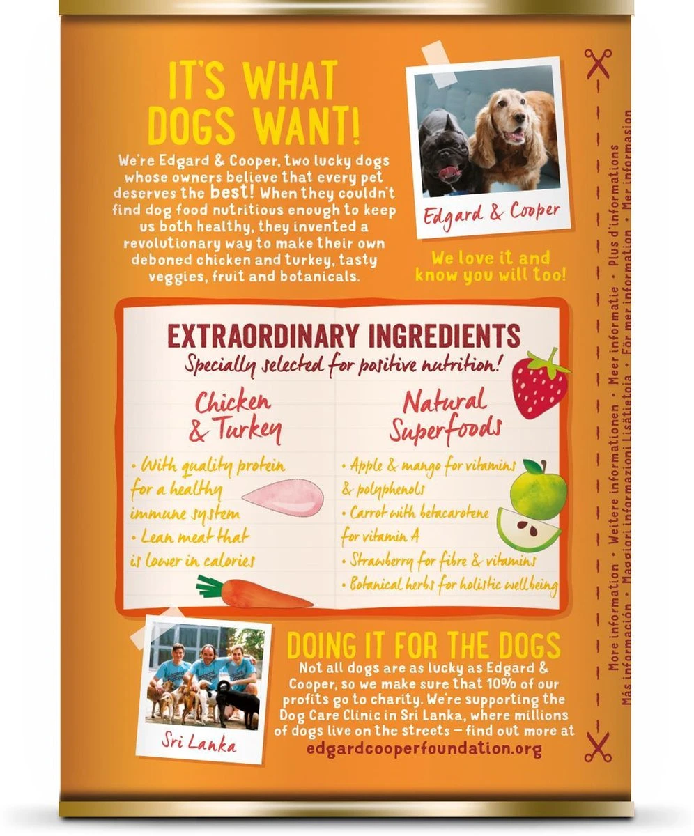 Edgard & Cooper Kip & Kalkoen Blik - Voor Volwassen Honden - Hondenvoer - 12 X 400g 9 Edgard & Cooper Kip & Kalkoen Blik - Voor Volwassen Honden - Hondenvoer - 12 X 400g - Afbeelding 7